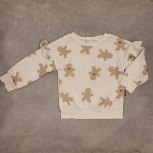 🧸2/20$ Lila & Jack Gingerbread Sweatshirt Crewneck Ruffle Sleeves Size 2T Girl